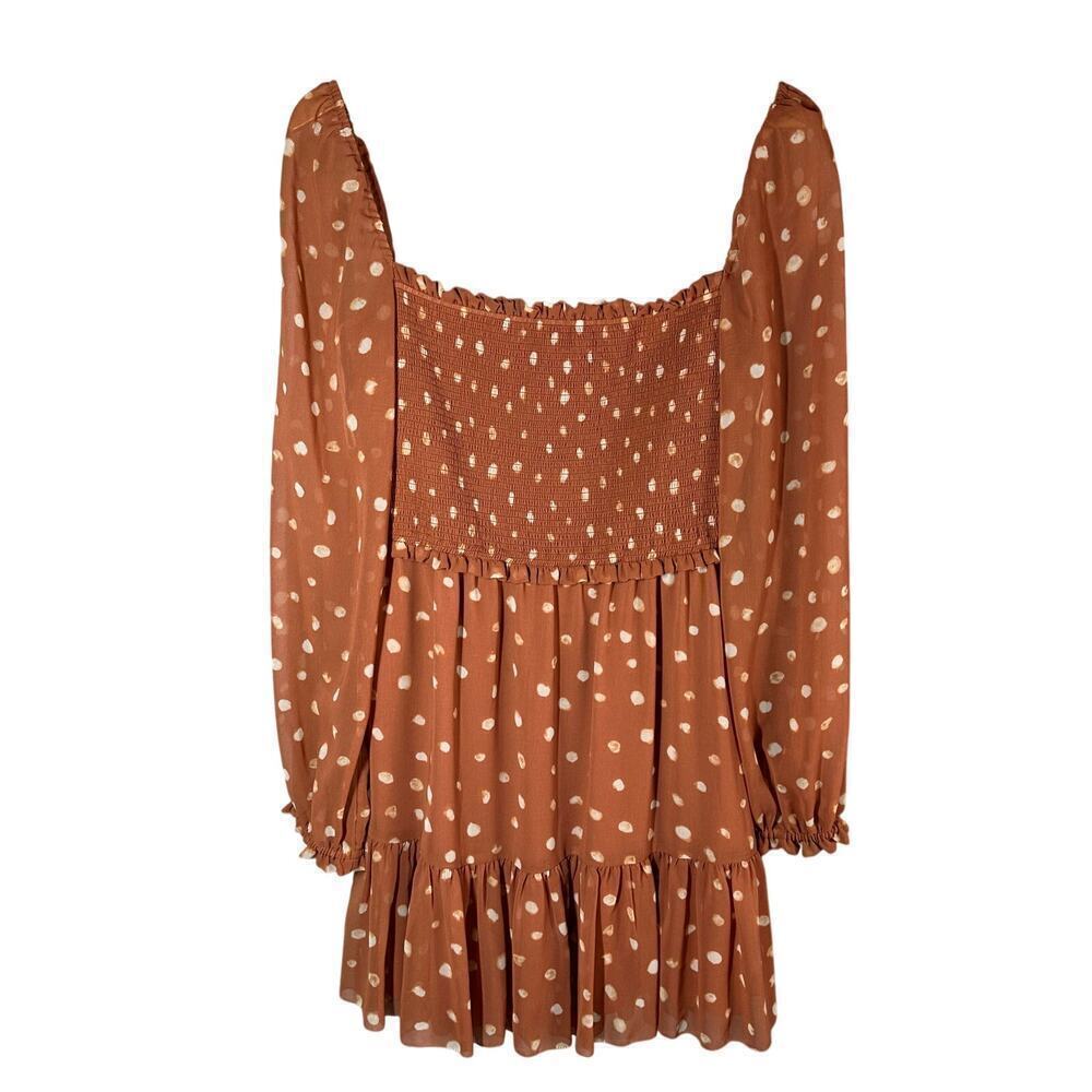 Wilfred Aritzia Tempest Chiffon Smocked Tier Polka Dot Mini Dress Large